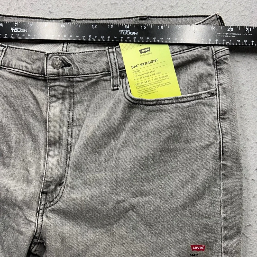 Levis 514 Straight Jeans Mens 40x30 Grey Stretch Denim Pants New 00514-1660